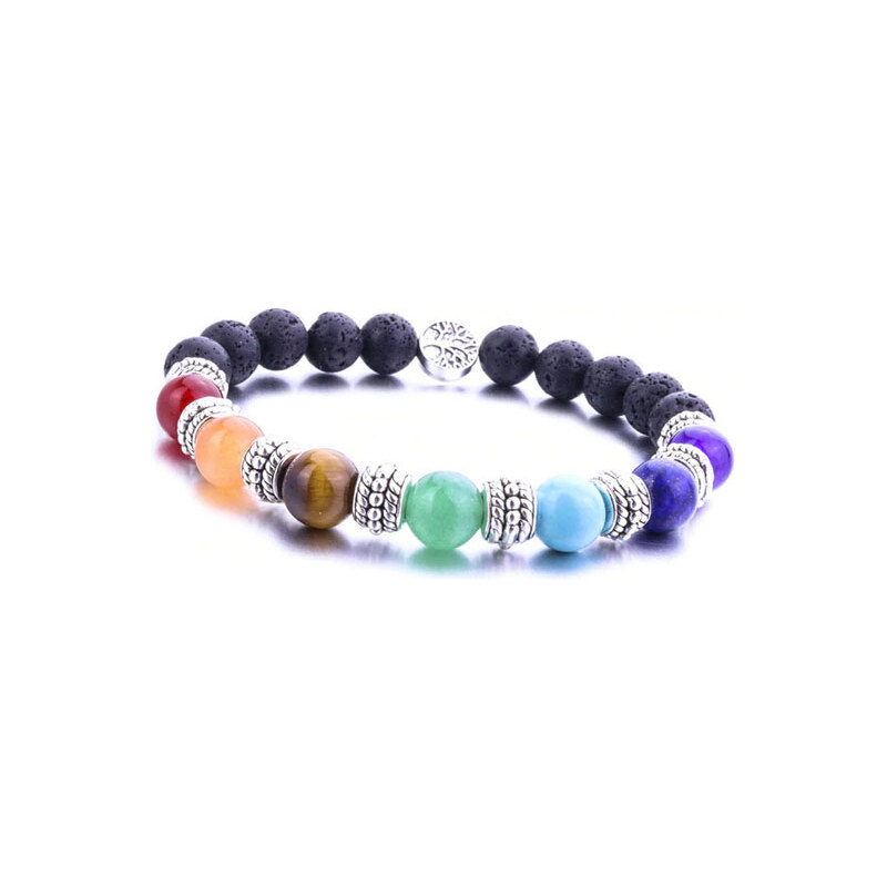 BudNej Minerálny náramok ČAKRY a STROM ŽIVOTA z lávových kameňov 35941847