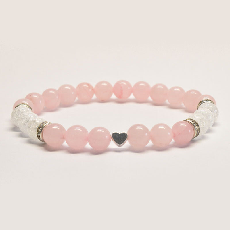 BudNej Minerálny náramok PREJAV LÁSKY z praskaného krištáľu a ruženínu 35941889