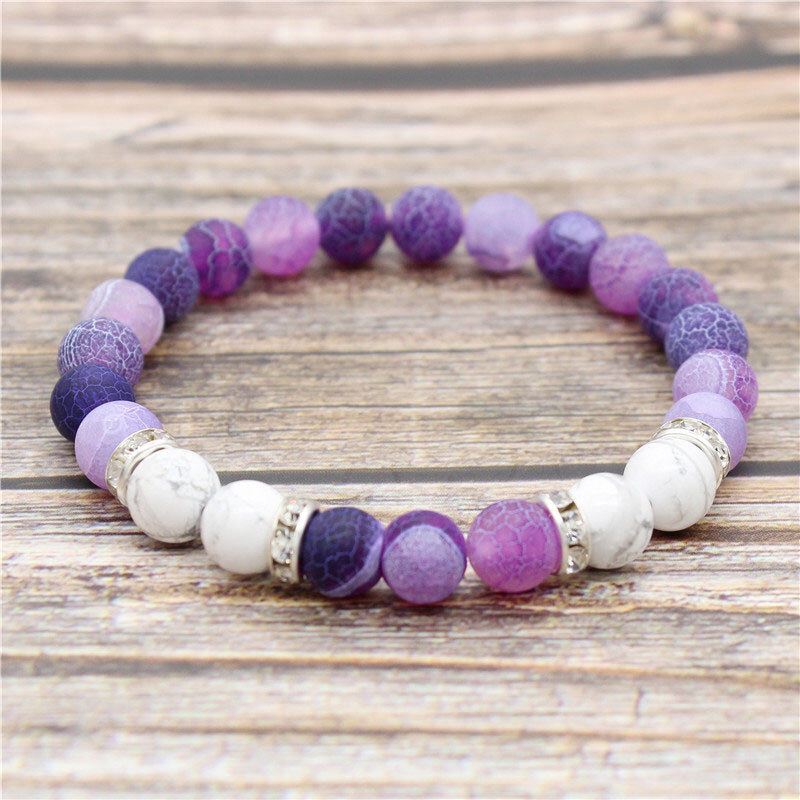 BudNej Minerálny náramok LAURA z achátu a howlitu MN1028 35941916