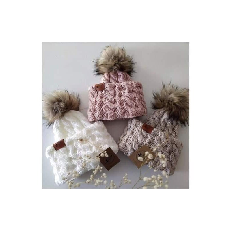 ZuMa Style Detská čiapka - dievčenský set pletený - S, Nude