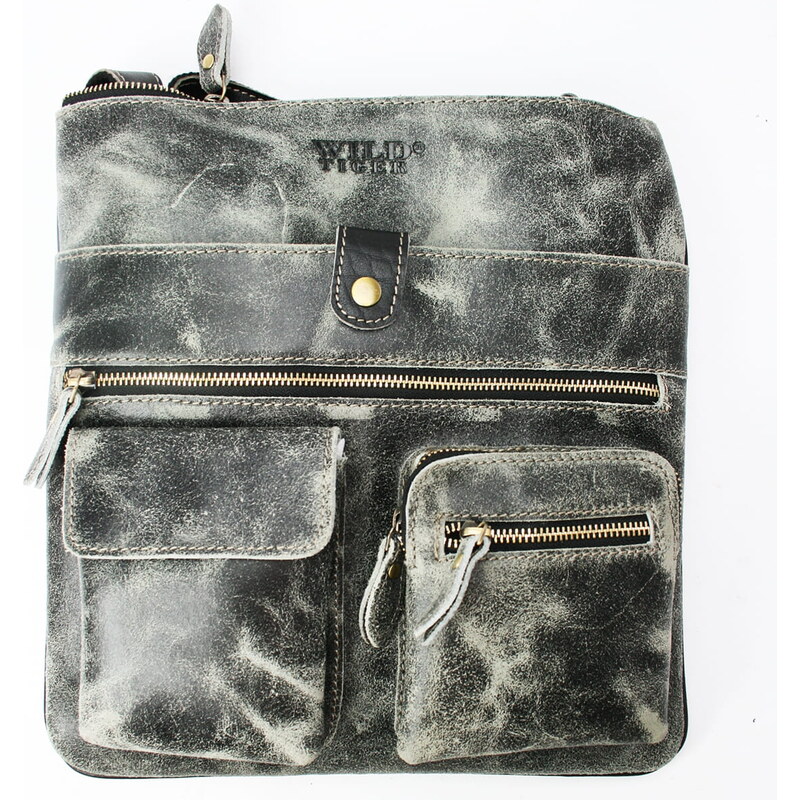 Wild Tiger Univerzálna kožená taška Wild postman, šedá 67323528