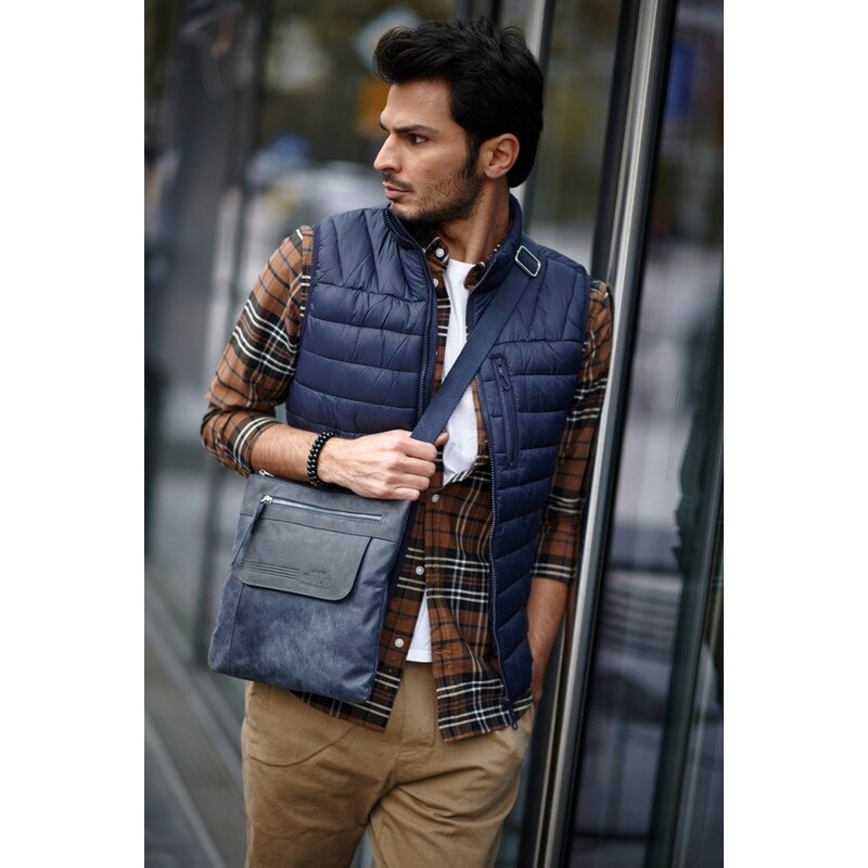 Always WILD Pánska kožená crossbody taška Simons dreams, modrá 66650062