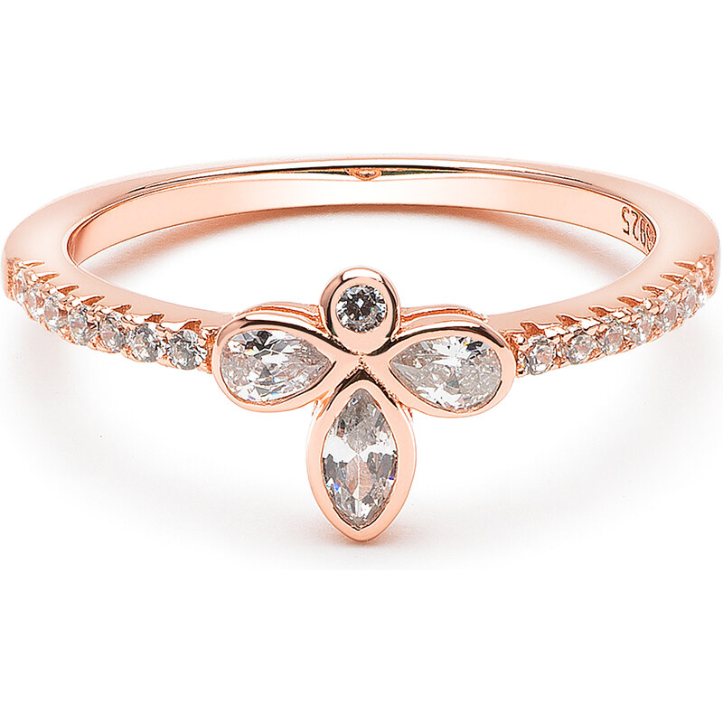 Emporial pozlátený strieborný prsteň Štvorlístok Rose gold 14k ružové 41542644