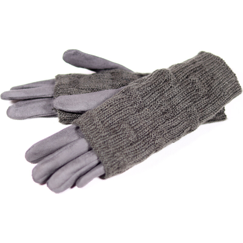 Zimné dámske textilné rukavice Keijo ZRD018 šedá, bordó