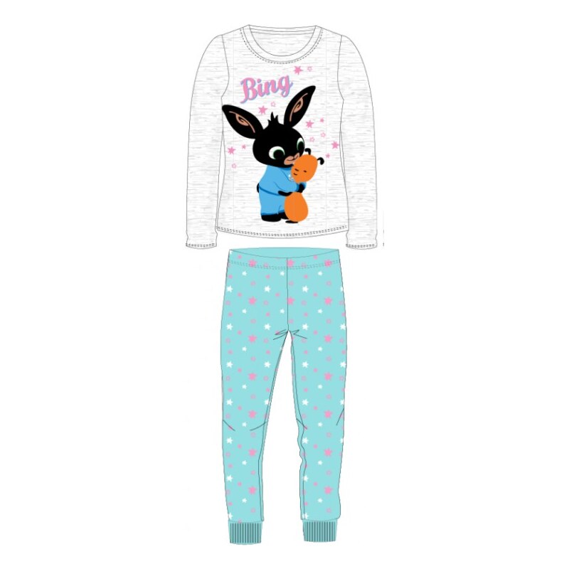 E plus M Dievčenské bavlnené pyžamo zajačik Bing a Flop - sv. šedé