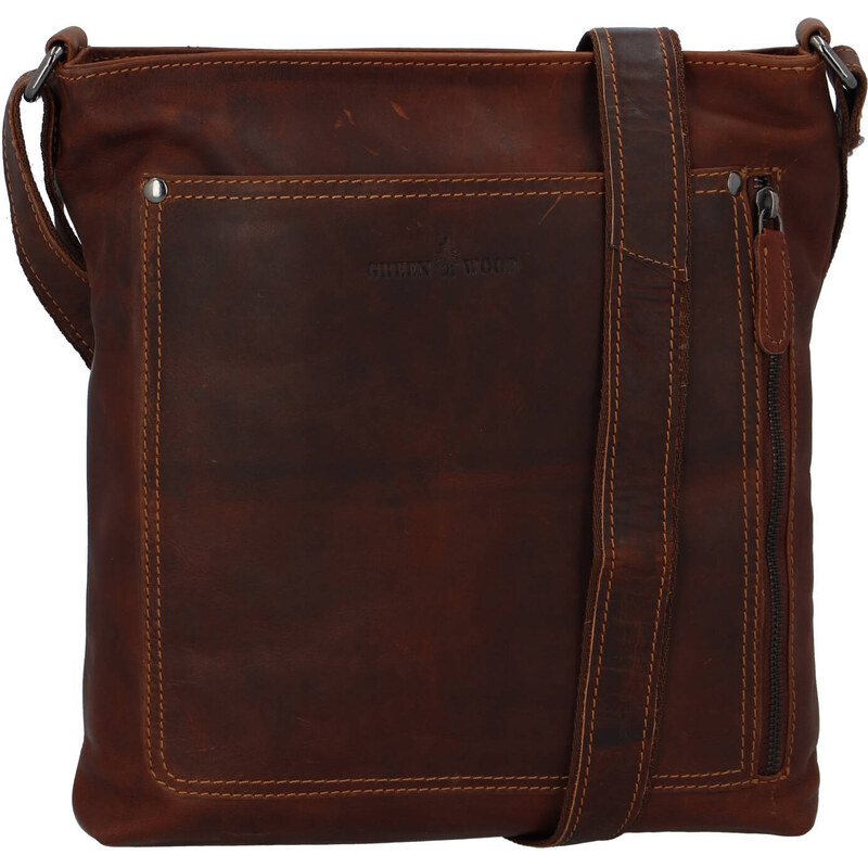 Green Wood Moderná pánska kožená crossbody taška Entonio Eldorado, 67391653