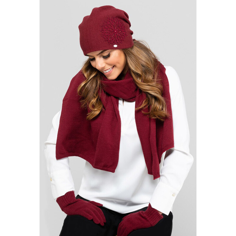Kamea Bordový dámsky set čiapka + šál Saragossa, Farba bordová 47444046