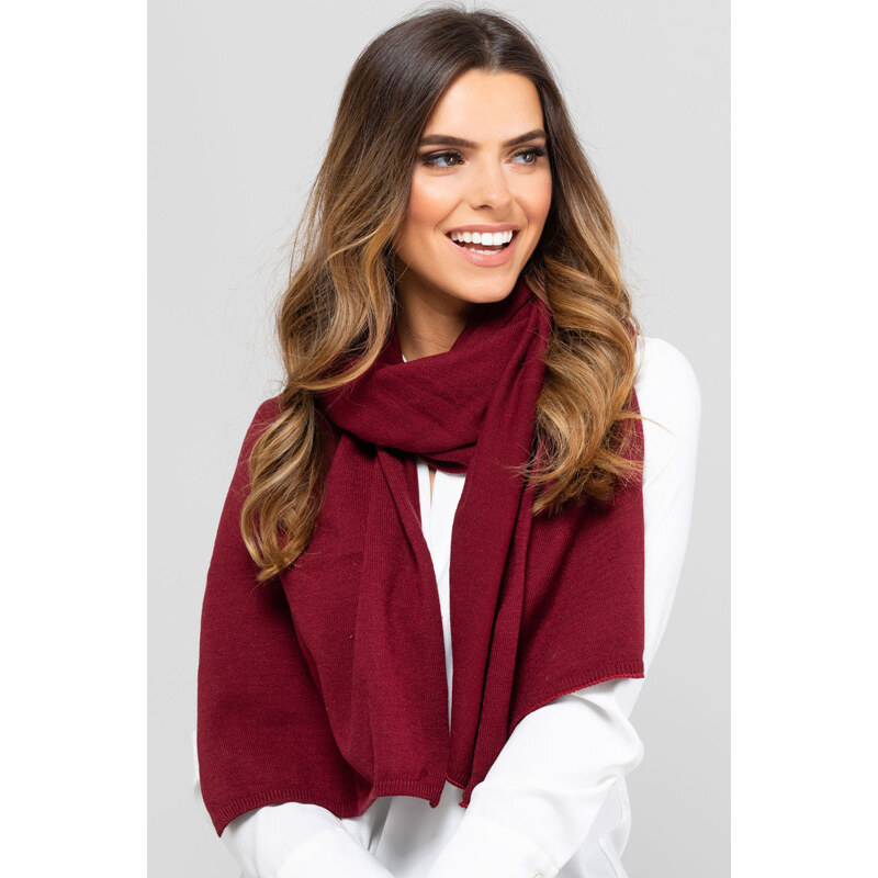 Kamea Bordový dámsky šál na zimu 05, Farba bordová 38116887