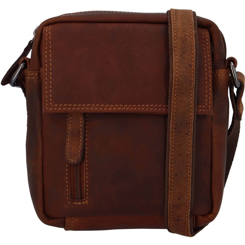 Pánska kožená taška cez rameno Greenwood Jerode - hnedá 47749931
