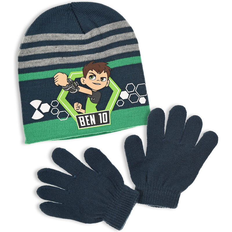 Chlapčenská čiapka a rukavice BEN 10 zeleno-modrá