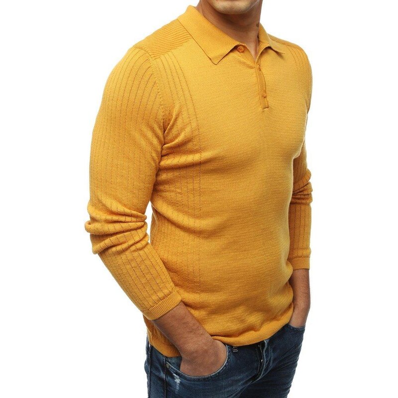 Dstreet Horčicový pánsky sveter