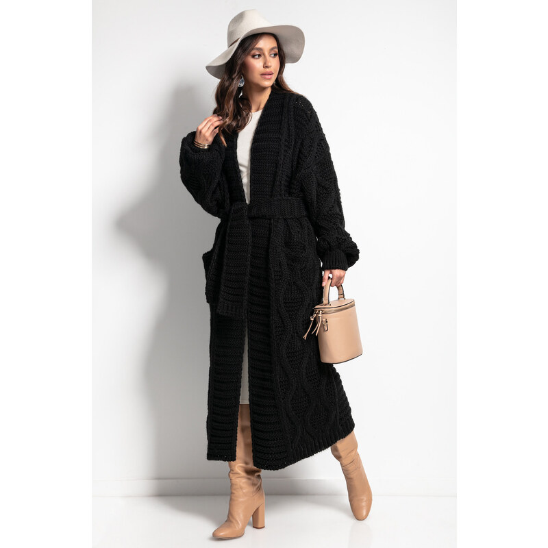 Glara Vlnený dámsky dlhý kardigan 20659242