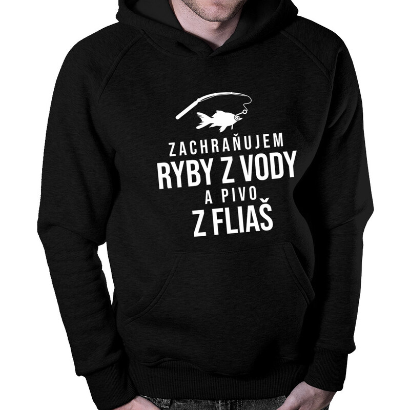 E-shop Garibald Zachraňujem ryby z vody a pivo z fliaš - pánska mikina