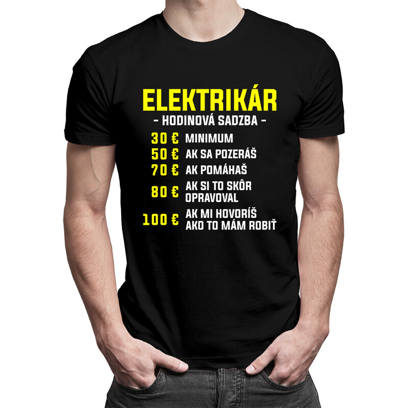 E-shop Garibald Elektrikár - hodinová sadzba - pánske tričko s potlačou