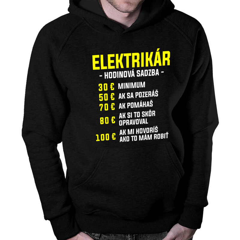 E-shop Garibald Elektrikár - hodinová sadzba - pánska mikina s potlačou