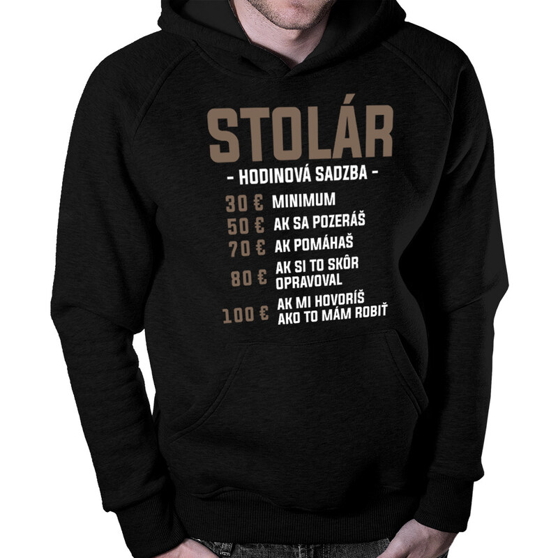 E-shop Garibald Stolár - hodinová sadzba - pánska mikina s potlačou