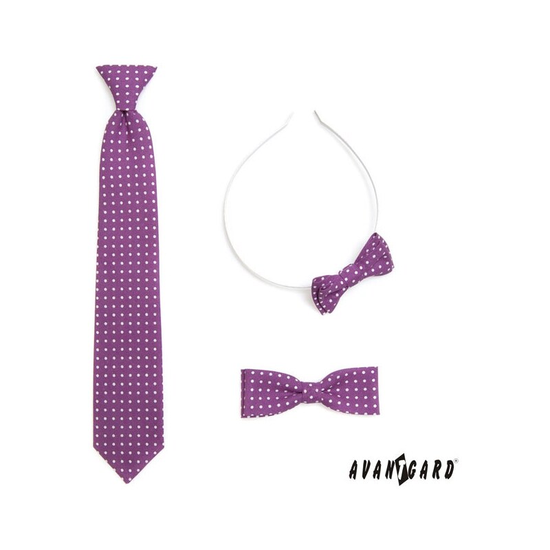 Chlapčenská kravata fialová s bielymi bodkami Avantgard 558-5044