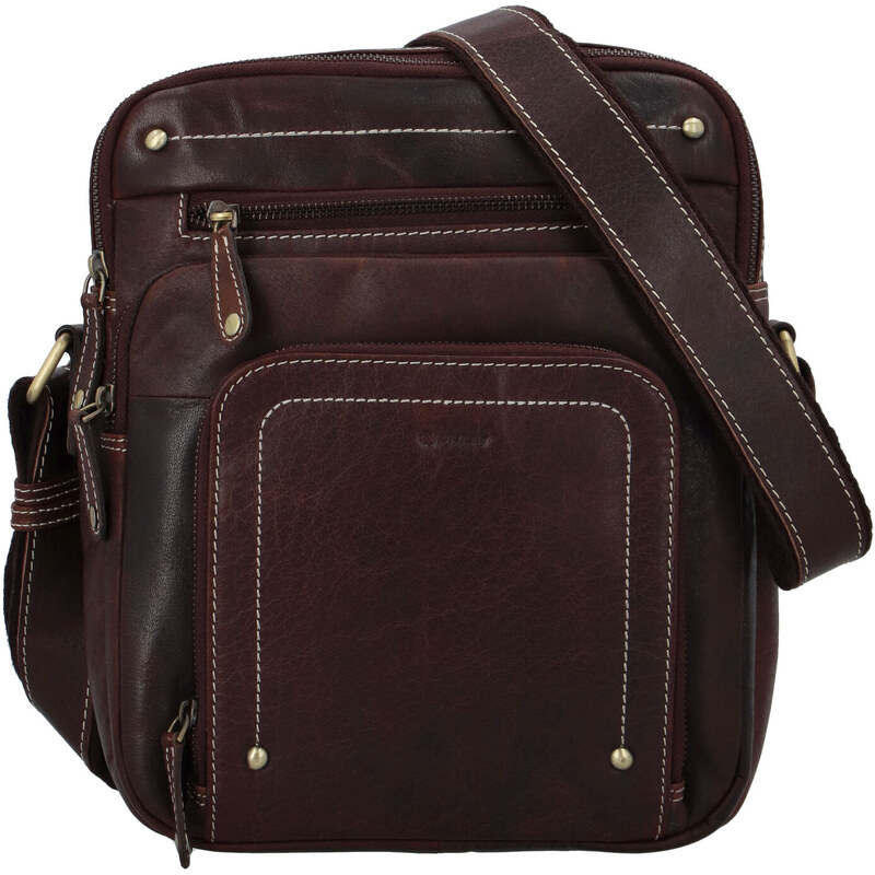 Pánska kožená crossbody taška Diviley John, tmavo hnedá 2 67353203