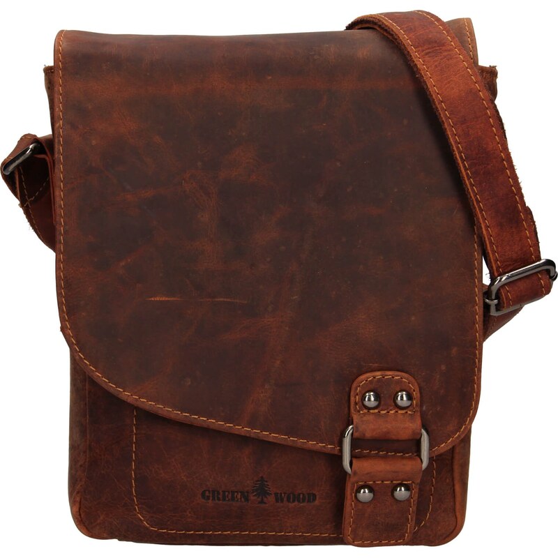 Pánska kožená taška cez rameno Greenwood Jamie - hnedá 50459675