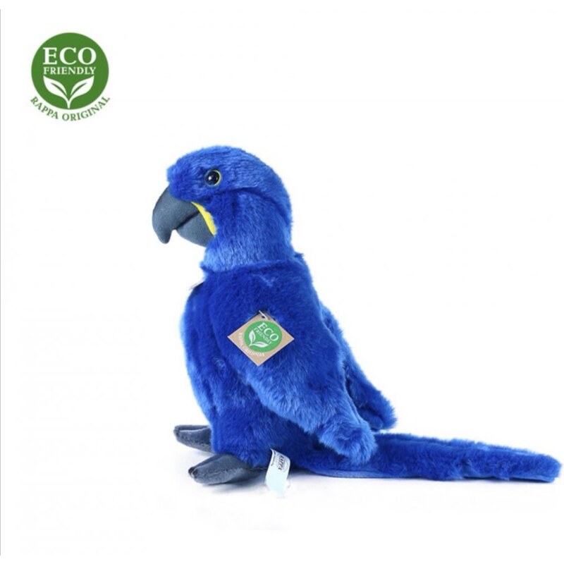 Rappa Plyšový papagáj Ara Hyacintová, stojaci , 23 cm, ECO-FRIENDLY