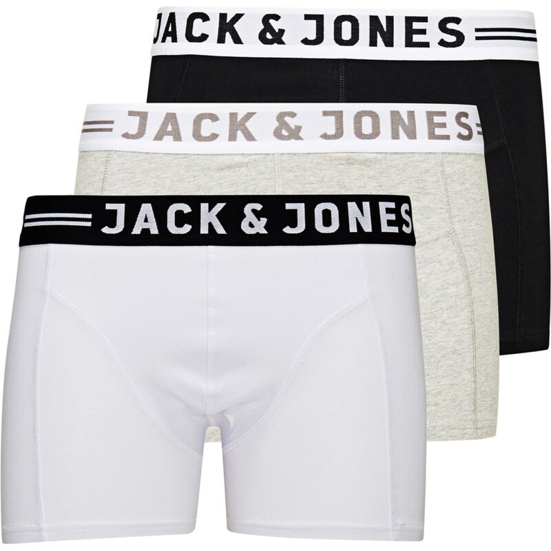 JACK & JONES Boxerky Sense sivá melírovaná / čierna / biela 12645887