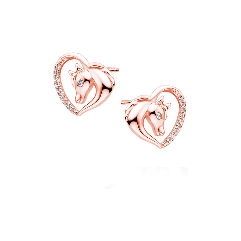 Olivie Strieborné ROSE náušnice KÔŇ V SRDCI 4654 21224214
