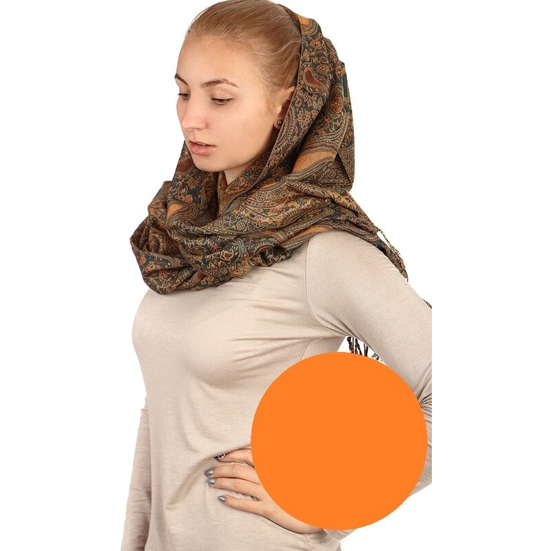 Glara Viacfarebný maxi šál so vzorom 20999499