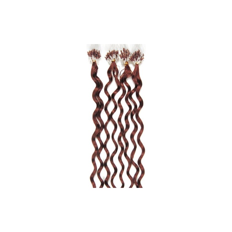 Clipinhair Vlasy pre metódu Micro Ring / Easy Loop / Easy Ring 50cm kučeravé - medená 1 prameň 0,7 gramov