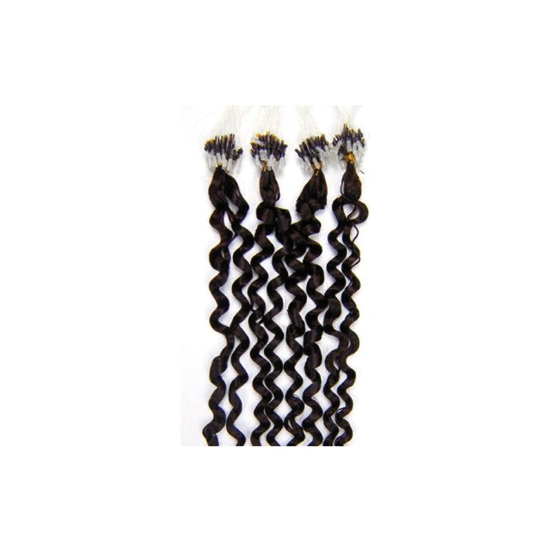 Clipinhair Vlasy pre metódu Micro Ring / Easy Loop / Easy Ring 50cm kučeravé - prírodné čierne 1 prameň 0,7 gramov