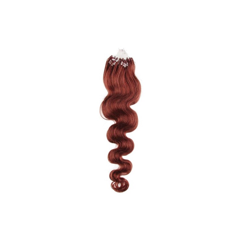 Clipinhair Vlasy pre metódu Micro Ring / Easy Loop / Easy Ring 60cm vlnité - medená 1 prameň 0,7 gramov