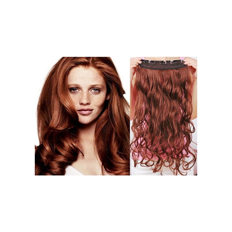 Clipinhair Clip in REMY vlasový pás 53cm vlnitý - medená 21057073
