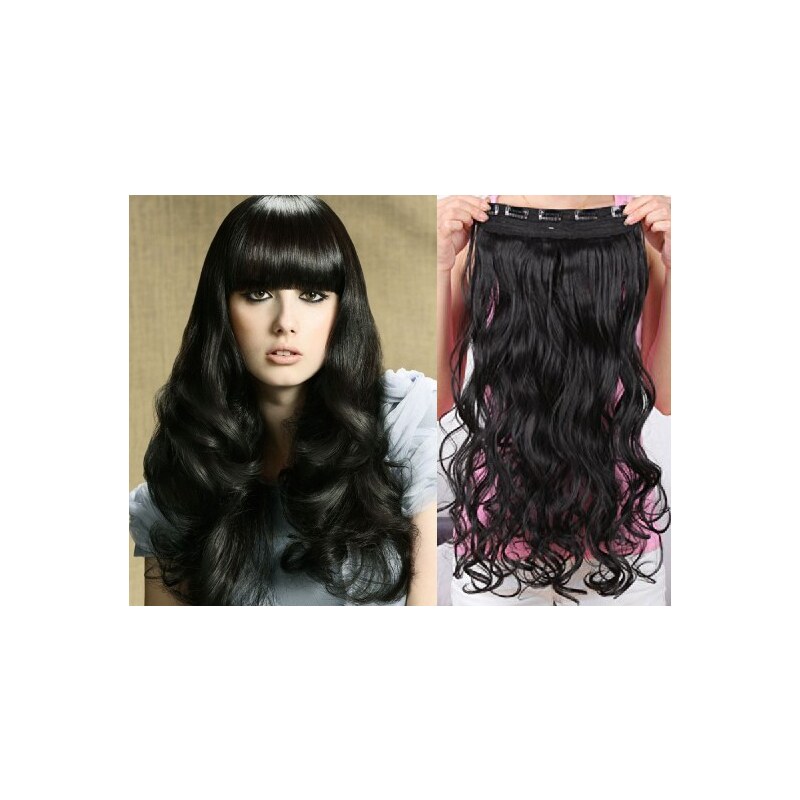 Clipinhair Clip in REMY vlasový pás 53cm vlnitý - čierna 21057085
