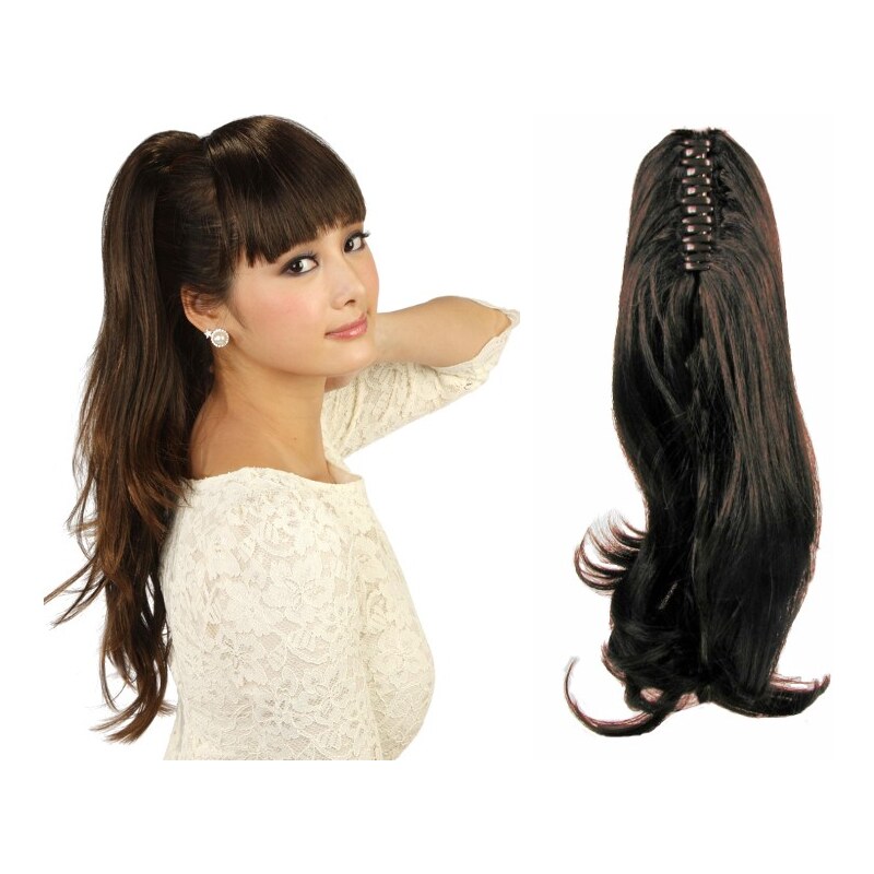 Clipinhair Clip in cop so štipcom vlnitý 60 cm - tmavo hnedý 21057204