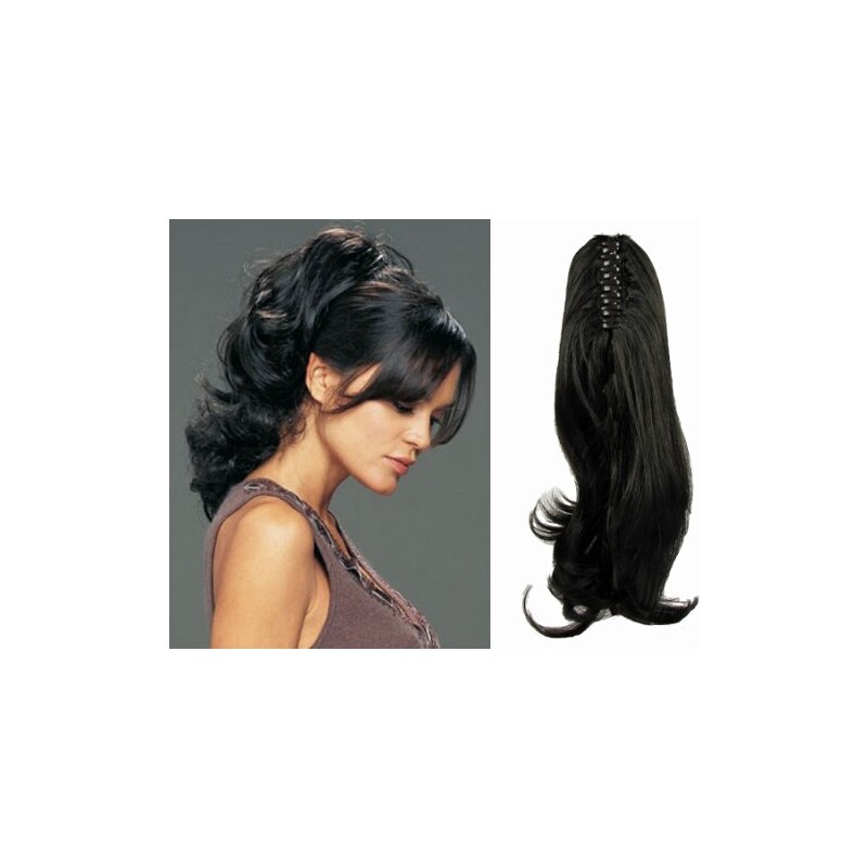Clipinhair Clip in cop so štipcom vlnitý 60 cm - čierny 21057205