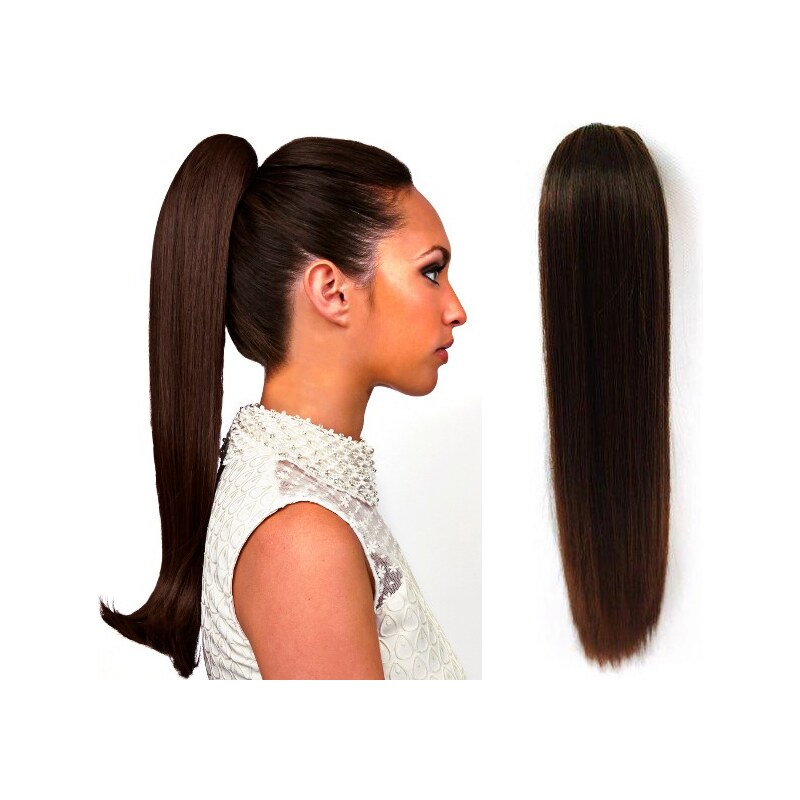 Clipinhair Clip in cop so štipcom rovný 60 cm - tmavo hnedý 21057208