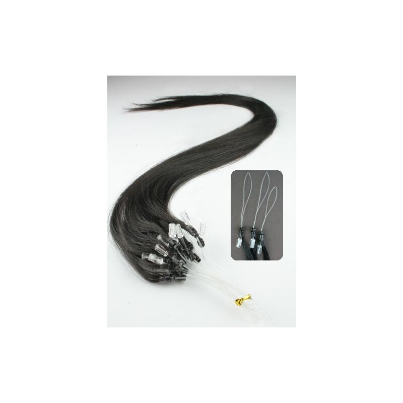 Clipinhair Vlasy pre metódu Micro Ring / Easy Loop / Easy Ring / Micro Loop 60cm - prírodná čierna 1 prameň 0,5 gramov