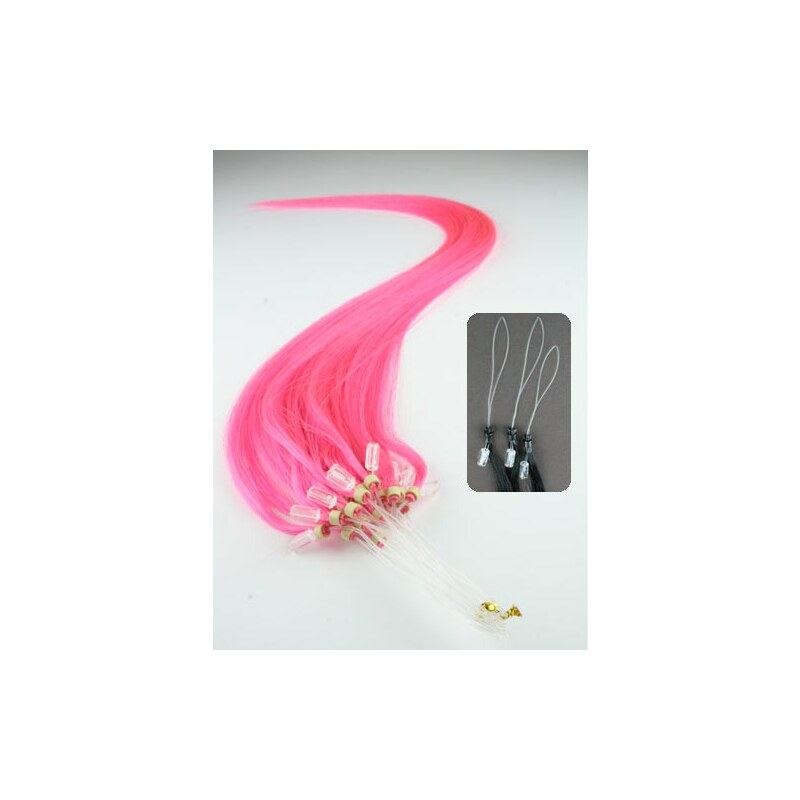 Clipinhair Vlasy pre metódu Micro Ring / Easy Loop / Easy Ring / Micro Loop 40cm - ružová 1 prameň 0,5 gramov