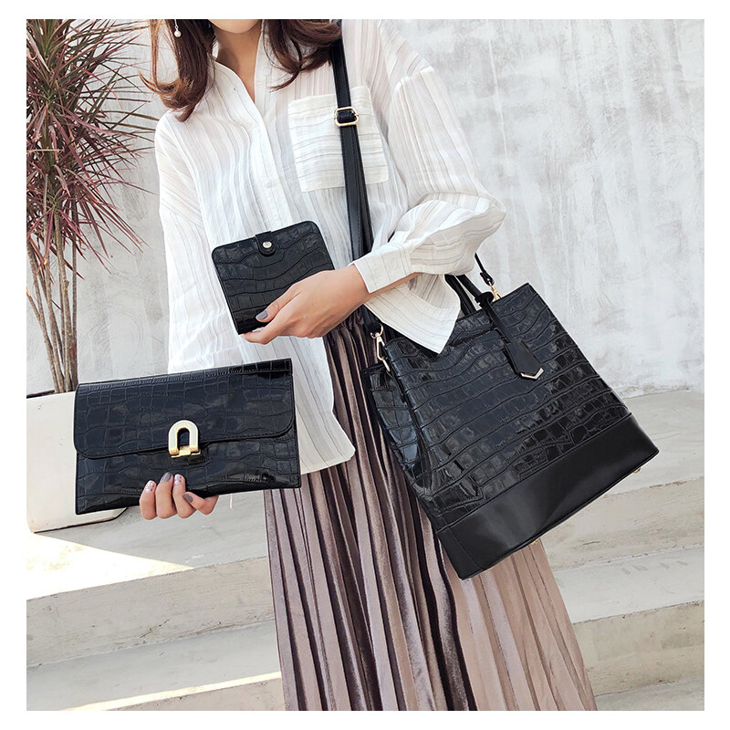 NewBerry style Dámsky set kabeliek kroko 3v1 čierna 5093 21163364