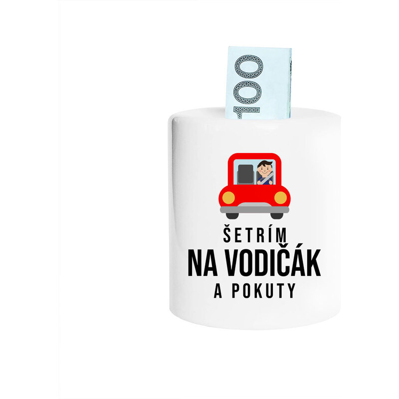 E-shop Garibald Šetrím na vodičák a pokuty - Keramická pokladnička s