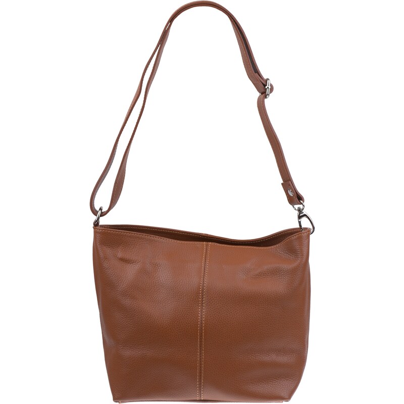 Hnedá kožená talianska crossbody kabelka Prisca Marrone Chiaro 60195450