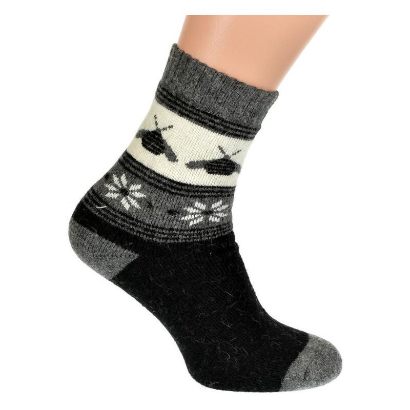 AURA.VIA Termo vlnené čierno-sivé ponožky W-TER 36443132