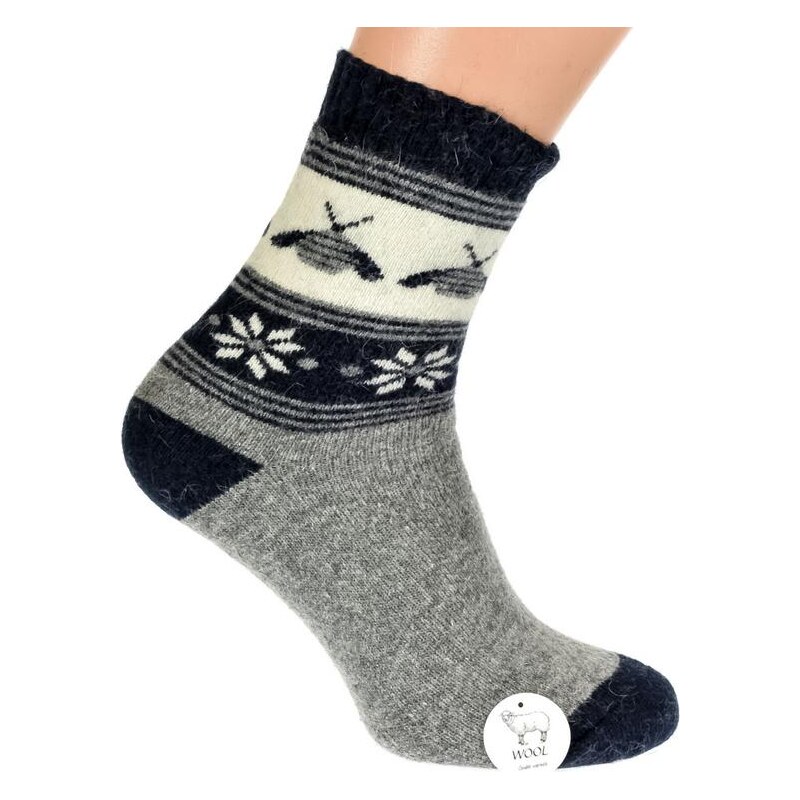 AURA.VIA Termo vlnené sivo-modré ponožky W-TER 36443133