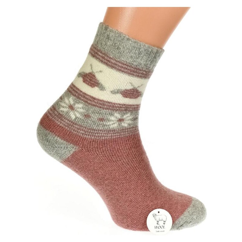 AURA.VIA Termo vlnené ružovo-sivé ponožky W-TER 60142428