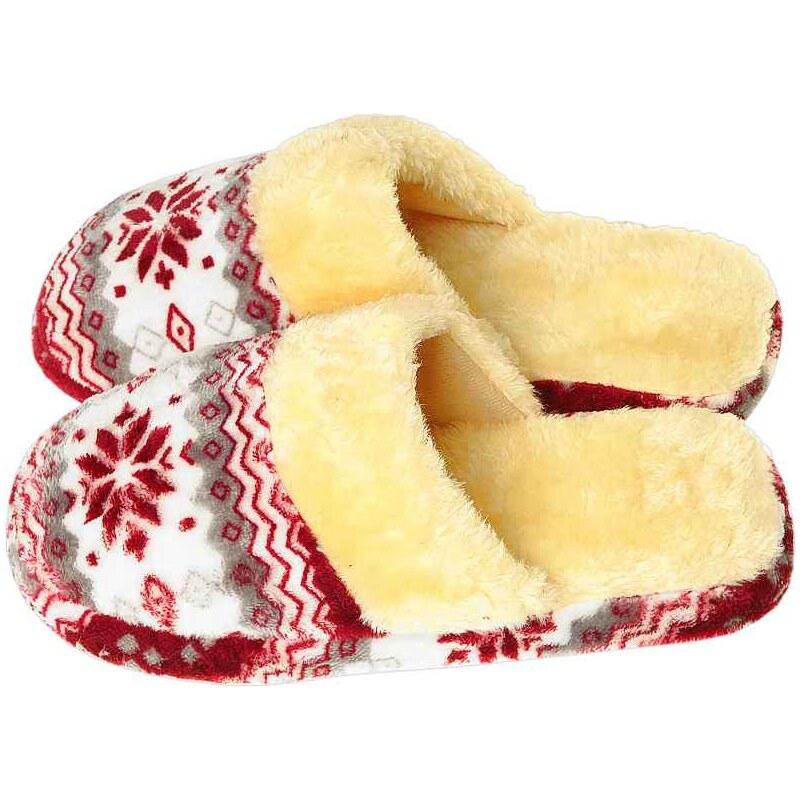 Dámske šľapky na doma Nórsky vzor Vločka červené 21202452