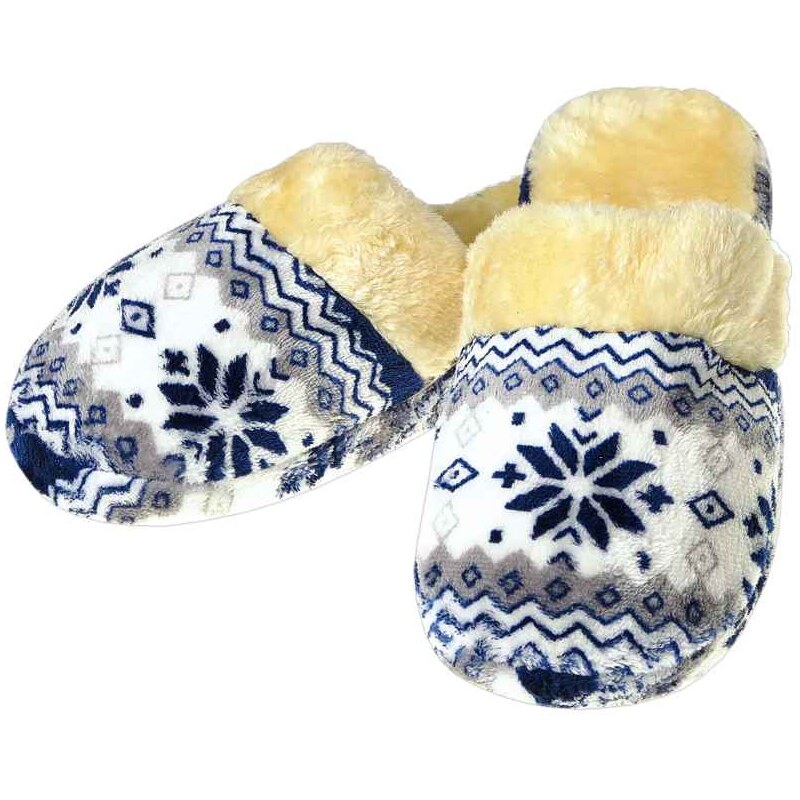 Dámske šľapky na doma Nórsky vzor Vločka modré 21202454