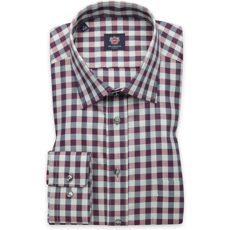 Willsoor Pánska košeľa Slim Fit s fialovo-šedým vzorom 12407