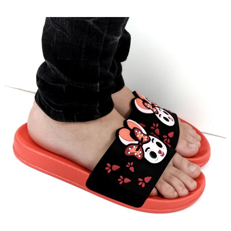 WINK Detské čierno-červené šľapky REBBI 21222723