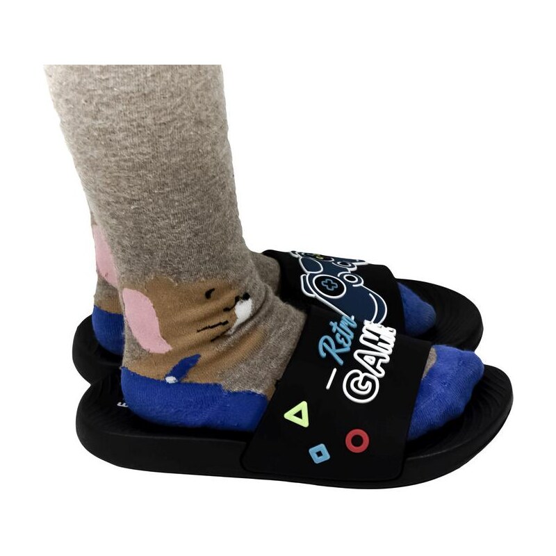 WINK Detské čierne šľapky GAME 21222734