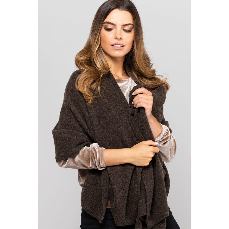 Kamea Tmavohnedý dámsky šál na zimu 01, Farba tmavohnedá 21231650