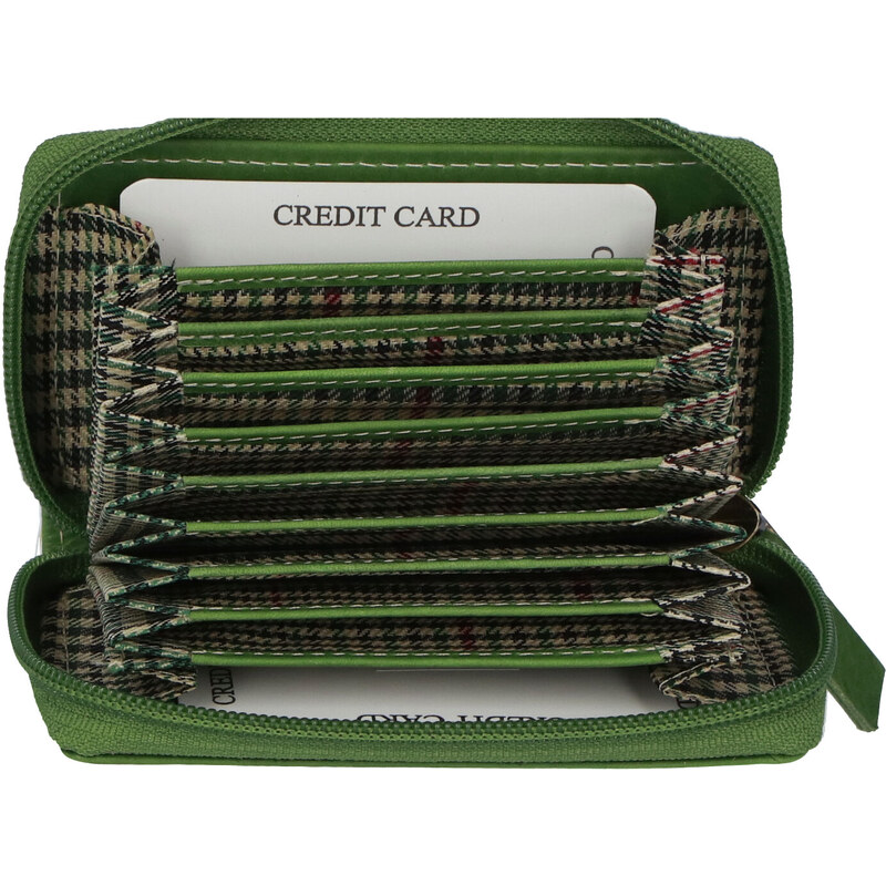 Hladké kožené puzdro na kreditné karty zelené - Tomas Veeze zelená